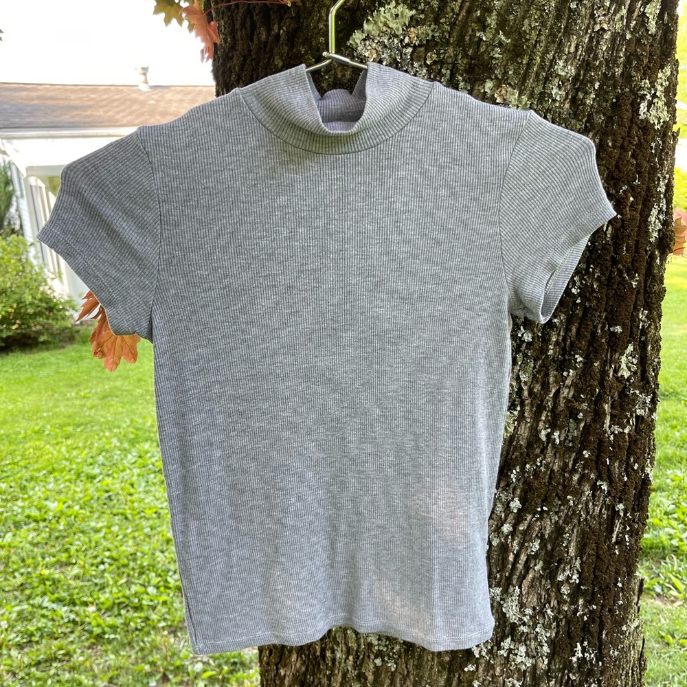 Zara Ribbed Mock Neck Top